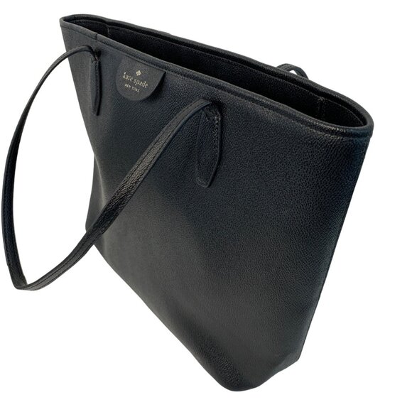 Kate Spade New York Black Large Leather Lori Tote Bag Double Handles Zip 7474 - Picture 4 of 11